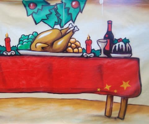 Santa Christmas home art - roast dinner