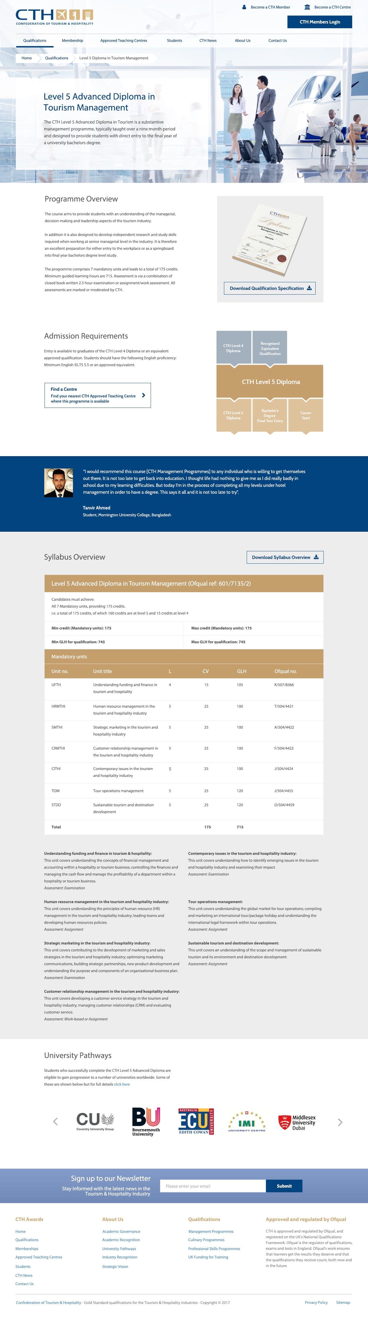 CTH Qualifications diploma page