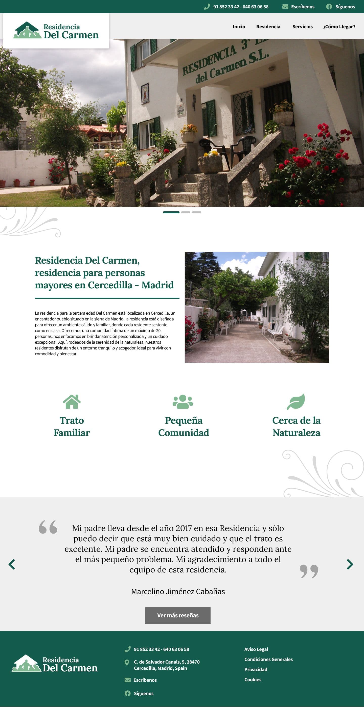 Residencia Del Carmen Homepage Design